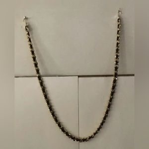 Gold Tone Interwoven with Black Leather Belt 45 1/2” Long